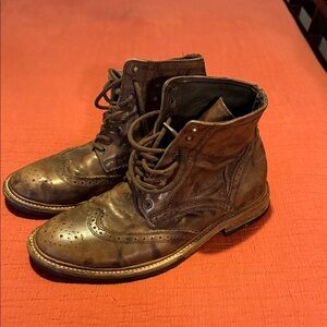 All Saints Distressed Brown Leather Boots